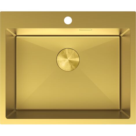 Mexen Solix fregadero de acero inoxidable de 1 cubeta 600 x 500 mm, dorado - 6408601000-55