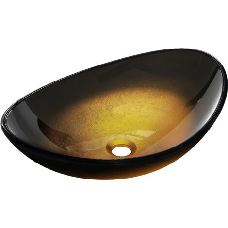 Mexen Sonia lavabo sobre encimera de vidrio 54 x 37 cm, oro oscuro - 24145451