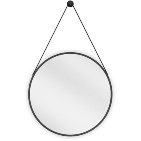 Mexen String Badezimmer-Spiegel rund 50 cm, schwarzer Rahmen - 9854-050-050-000-70