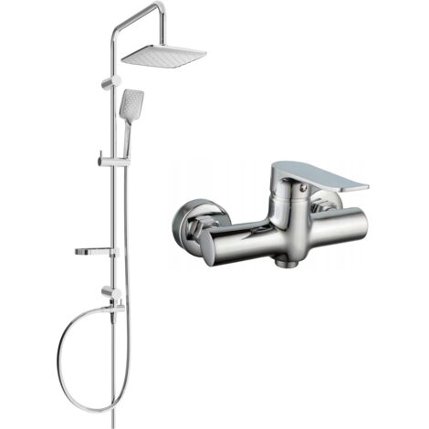 Mexen Sven conjunto de ducha exterior con cabezal de lluvia y grifo de ducha Pecos, cromo - 72740262-00