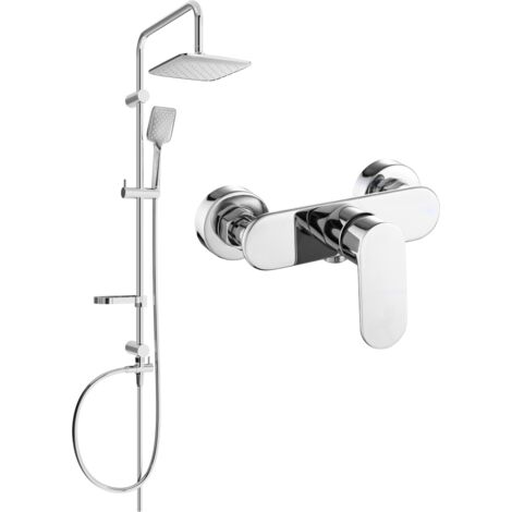Mexen Sven conjunto de ducha sobre muro con alcachofa y grifo de ducha Milo, cromo - 71340262-00