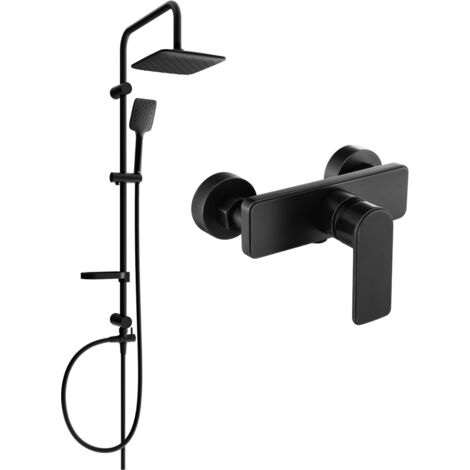 Mexen Sven juego de ducha expuesto con ducha de lluvia y grifo de ducha Cetus, negro - 744340262-70