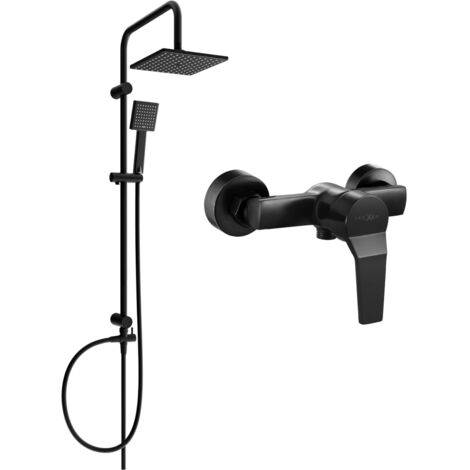 Mexen Tord conjunto de ducha empotrado con rociador y grifo de ducha Caro, negro - 746640200-70