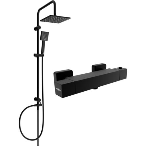 Mexen Tord ensemble de douche en saillie avec douche de tête et robinet thermostatique Cube, noir - 77200200-70