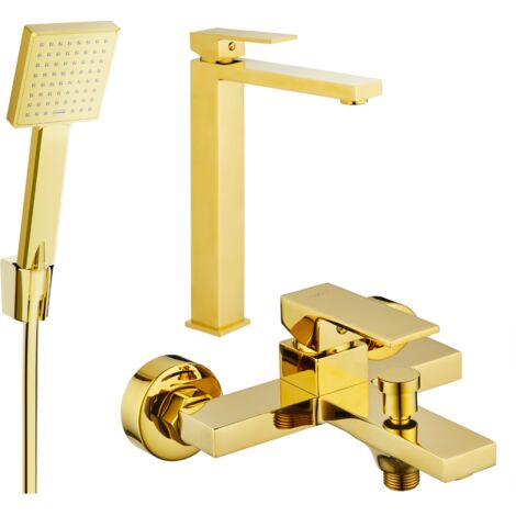 Mexen Uno R45 set vasca da bagno, oro - 71413R45-50