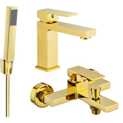 Mexen Uno R77 conjunto de ba帽era, dorado - 71403R77-50