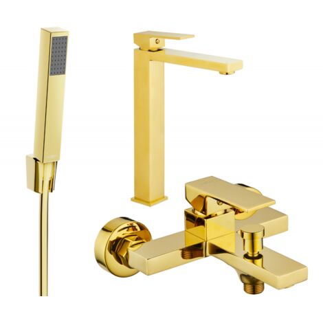 Mexen Uno R77 conjunto de ba帽era, dorado - 71413R77-50