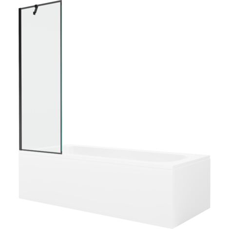 Mexen Vega baignoire rectangulaire 160 x 70 cm avec habillage et paroi 1-volet 60 cm, motif noir - 550116070X9506007070