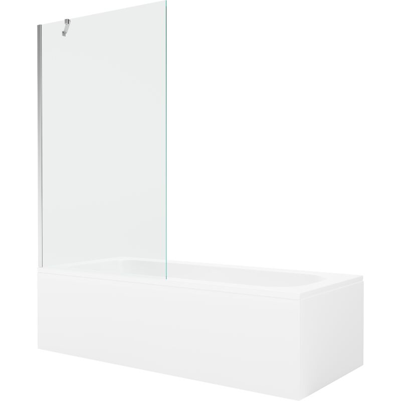 Mexen Weiß Vega Rechteckwanne 150 X 70 Cm Mit Verkleidung Und 1-Teiligem Paravent 100 Cm, Transparent, Chrom - 550115070X9510000001