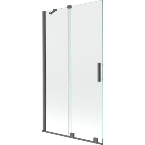 Mexen Velar 2-Flügel-Badewannenwand Regulierbare 100 x 150 cm, transparent, gun gray gebürstet - 896
