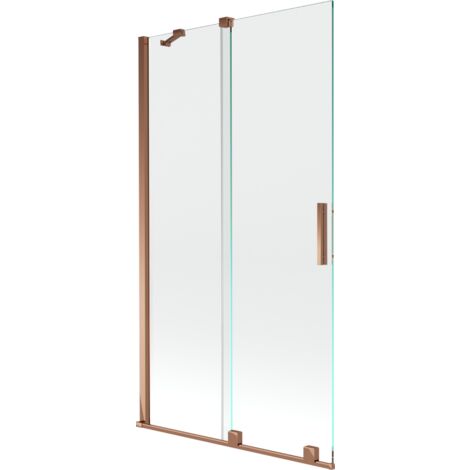 Mexen Velar 2-Flügel-Badewannenwand Regulierbare 100 x 150 cm, transparent, Rosa Gold - 896-100-000-01-60