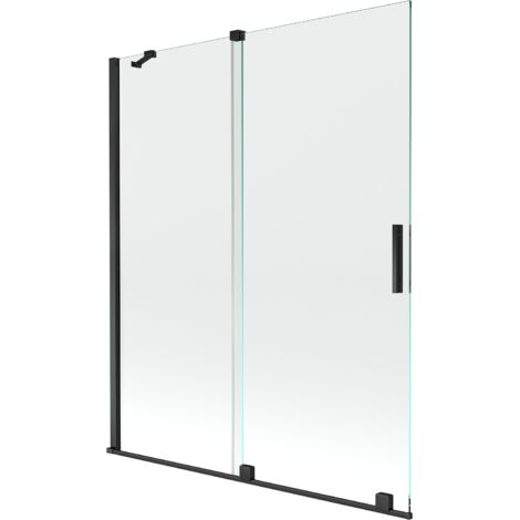 Mexen Velar 2-Flügel-Badewannenwand Regulierbare 140 x 150 cm, transparent, Schwarz - 896-140-000-01