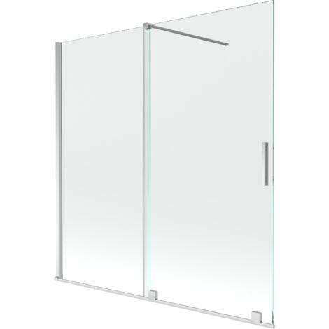 Mexen Velar 2-Flügel-Badewannenwand Regulierbare 160 x 150 cm, transparent, chrom - 896-160-000-01-0