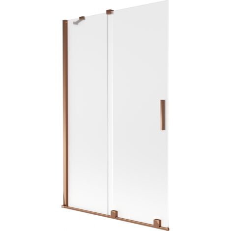 Mexen Velar 2-flügelige, verschiebbare Badewannenfaltwand 110 x 150 cm, satiniert, Roségold - 896-110-000-31-60