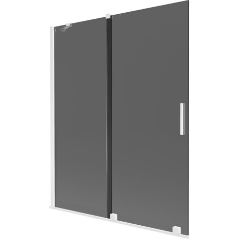 Mexen Velar 2-teilig verschiebbare Badewannenwand 140 x 150 cm, Graphit, Weiß - 896-140-000-41-20