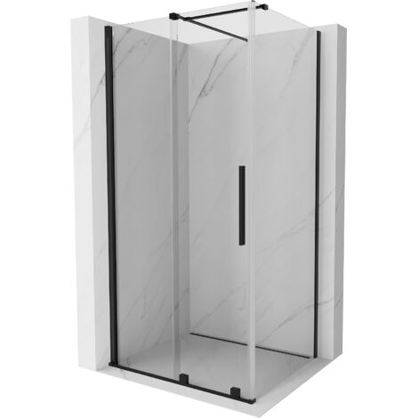 Mexen Velar ausziehbare Duschabtrennung 120 x 75 cm, transparent, Schwarz - 871-120-075-01-70