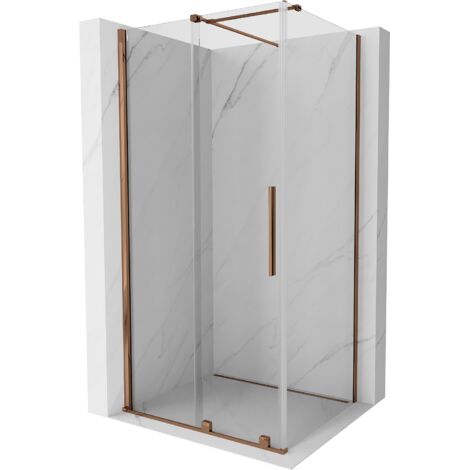 Mexen Velar ausziehbare Duschabtrennung 130 x 90 cm, transparent, Rosa Gold - 871-130-090-01-60