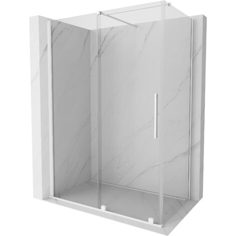 Mexen Velar ausziehbare Duschabtrennung 160 x 80 cm, transparent, Weiß - 871-160-080-01-20
