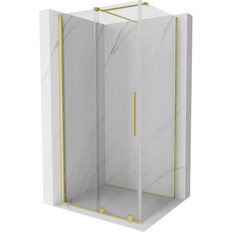Mexen Velar cabina de ducha corredera 90 x 80 cm, transparente, dorado cepillado - 871-090-080-01-55