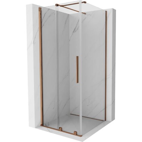 Mexen Velar cabina de ducha deslizante 90 x 90 cm, transparente, oro rosado - 871-090-090-01-60