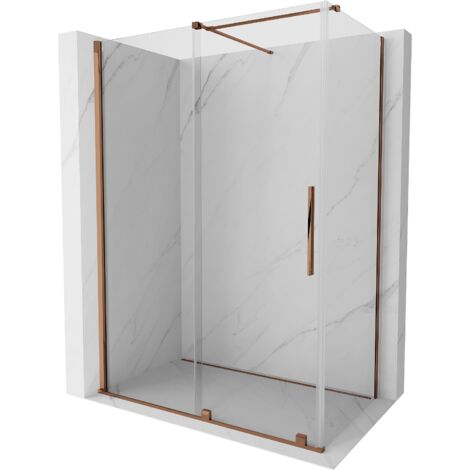 Mexen Velar cabina doccia scorrevole 150 x 85 cm, trasparente, oro rosa - 871-150-085-01-60