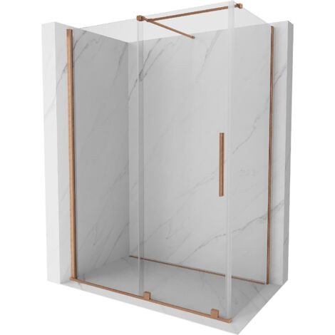 Mexen Velar cabina doccia scorrevole 150 x 85 cm, trasparente, rame spazzolato - 871-150-085-01-65