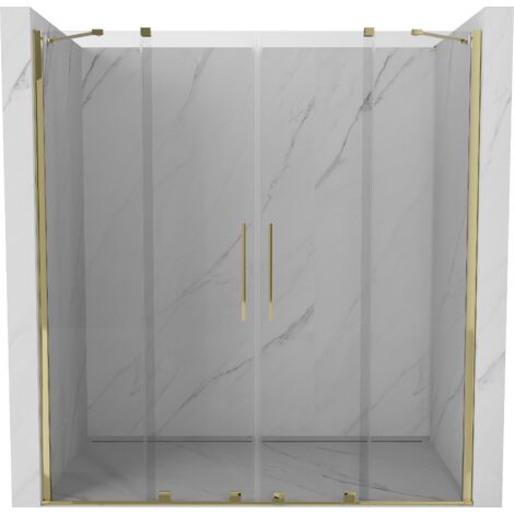 Mexen Velar Duo ausziehbare Duschtür 200 cm, transparent, Gold - 871-200-000-02-50