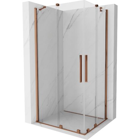 Mexen Velar Duo cabina de ducha corredera 100 x 90 cm, transparente, oro rosa - 871-100-090-02-60