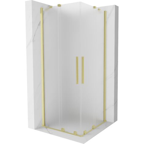 Mexen Velar Duo cabina doccia scorrevole 80 x 80 cm, ghiacciato, oro spazzolato - 871-080-080-32-55