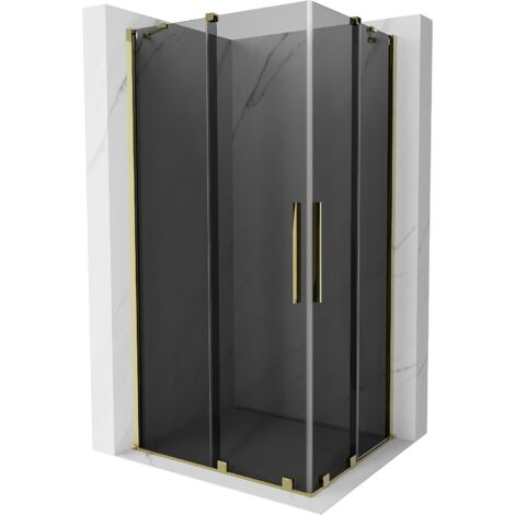 Mexen Velar Duo cabina doccia scorrevole 90 x 80 cm, grafite, oro - 871-090-080-42-50