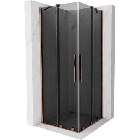 Mexen Velar Duo cabina doccia scorrevole 90 x 90 cm, grafite, oro rosa - 871-090-090-42-60