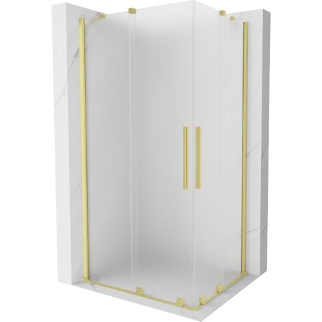Mexen Velar Duo Duschkabine 90 x 80 cm, Mattglas, gebürstetes Gold - 871-090-080-32-55