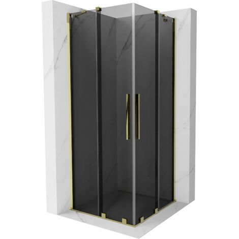 Mexen Velar Duo Duschkabine Schiebetür 80 x 80 cm, Graphit, Gold - 871-080-080-42-50