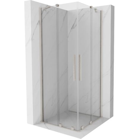 Mexen Velar Duo Duschkabine Schiebetüren 80 x 80 cm, transparent, gebürsteter Nickel - 871-080-080-0