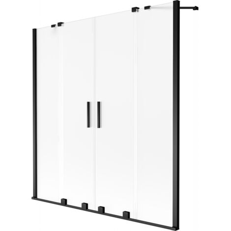 Mexen Velar Duo Duschwand, 2-flügelig, schiebbar, 140 x 150 cm, satiniert, schwarz - 896-140-000-32-70