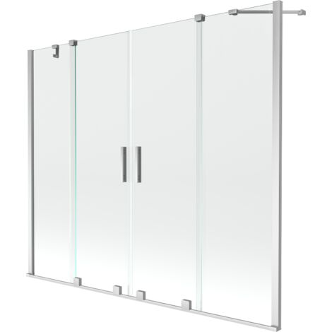 Mexen Velar Duo mampara de ba帽era de 2 hojas deslizantes 190 x 150 cm, transparente, cromo - 896-190-000-02-01