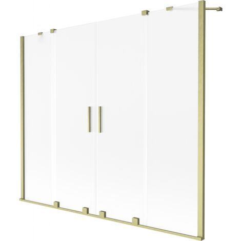 Mexen Velar Duo mampara de ducha de ba帽era corredera de 2 paneles 190 x 150 cm, escarcha, oro cepillado - 896-190-000-32-55