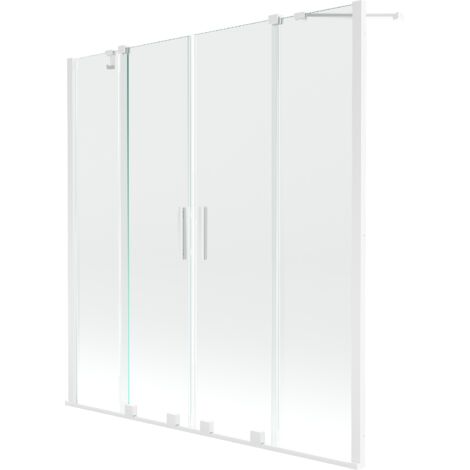 Mexen Velar Duo panel de ba帽era corredero de 2 hojas 150 x 150 cm, transparente, blanco - 896-150-000-02-20