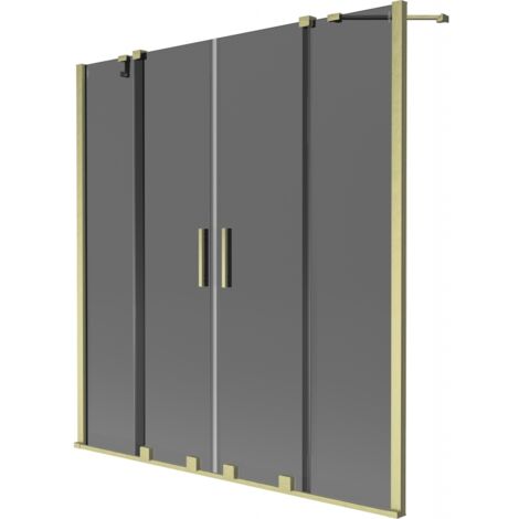 Mexen Velar Duo paratia da vasca a 2 ante scorrevole 150 x 150 cm, grafite, oro spazzolato - 896-150-000-42-55