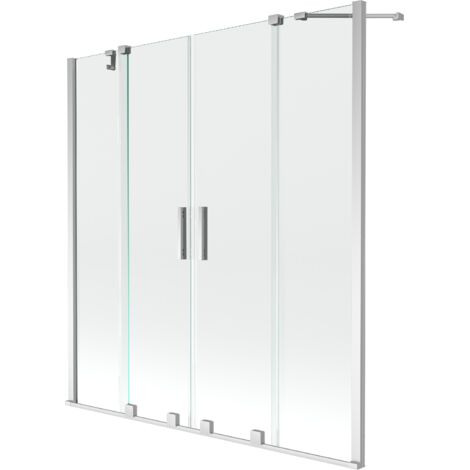 Mexen Velar Duo paravento da vasca a 2 pannelli scorrevole 160 x 150 cm, trasparente, cromato - 896-160-000-02-01