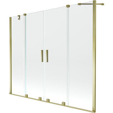 Mexen Velar Duo paravento per vasca da bagno a 2 ante scorrevoli 170 x 150 cm, trasparente, oro - 896-170-000-02-50