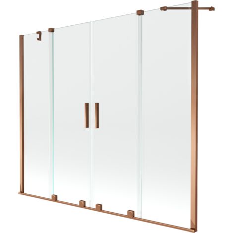 Mexen Velar Duo parete doccia da vasca a 2 ante scorrevoli 190 x 150 cm, trasparente, oro rosa - 896-190-000-02-60