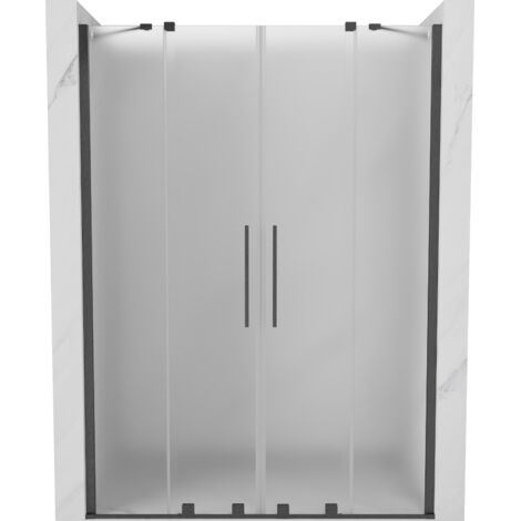 Mexen Velar Duo porta doccia scorrevole 150 cm, brina, grigio canna di fucile spazzolato - 871-150-000-32-66