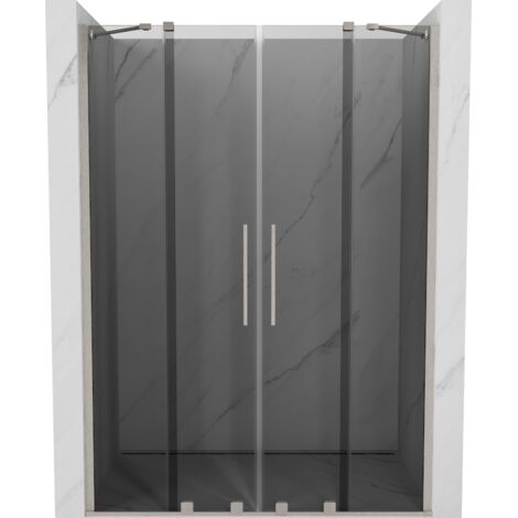 Mexen Velar Duo porta doccia scorrevole 150 cm, grafite, nichel spazzolato - 871-150-000-42-97