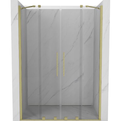 Mexen Velar Duo porta doccia scorrevole 160 cm, trasparente, oro spazzolato - 871-160-000-02-55