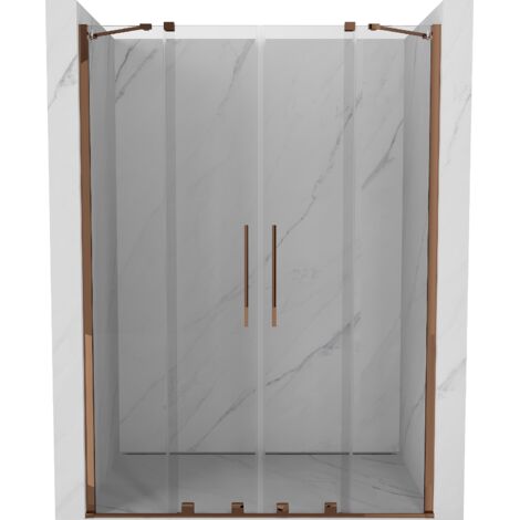 Mexen Velar Duo porte doccia scorrevoli 150 cm, trasparente, oro rosa - 871-150-000-02-60