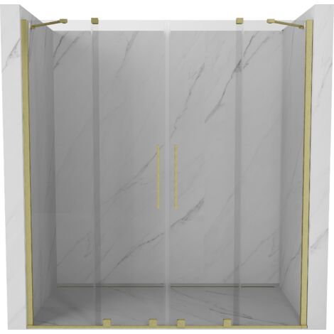 Mexen Velar Duo portes de douche coulissantes 200 cm, transparent, or brossé - 871-200-000-02-55