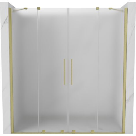Mexen Velar Duo puerta de ducha corredera 200 cm, escarchado, dorado cepillado - 871-200-000-32-55