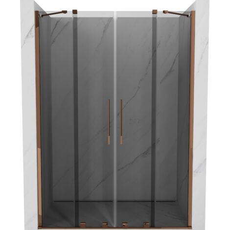 Mexen Velar Duo puertas de ducha correderas 140 cm, grafito, oro rosa - 871-140-000-42-60