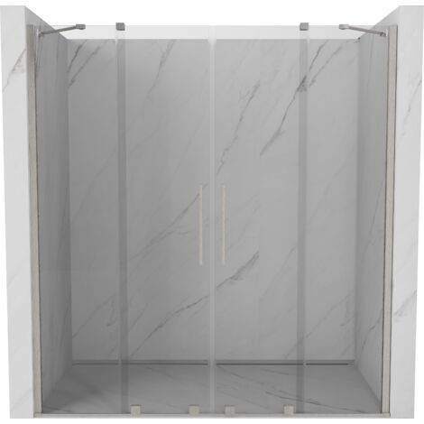 Mexen Velar Duo puertas de ducha correderas 180 cm, transparentes, n铆quel cepillado - 871-180-000-02-97